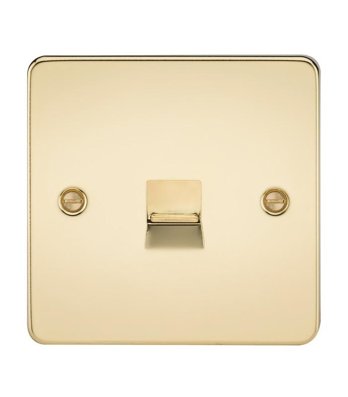 Flat Plate Telephone extension socket - polished brass