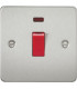 Flat Plate 45A 1G DP switch with neon - brushed chrome