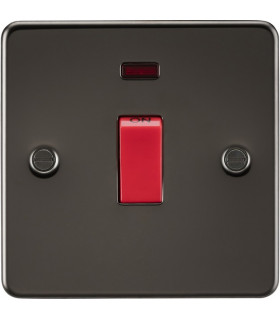 Flat Plate 45A 1G DP switch with neon - gunmetal