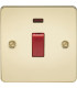 Flat Plate 45A 1G DP switch with neon - polished brass