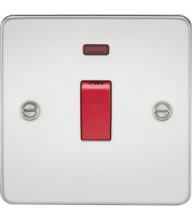 Flat Plate 45A 1G DP switch with neon - polished chrome