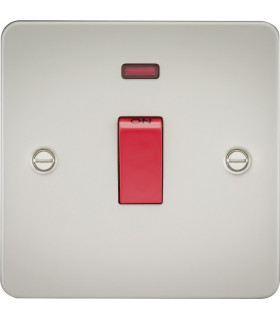 Flat Plate 45A 1G DP switch with neon - pearl