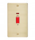 Flat Plate 45A 2G DP switch with neon - brushed brass