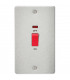 Flat Plate 45A 2G DP switch with neon - brushed chrome