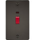 Flat Plate 45A 2G DP switch with neon - gunmetal