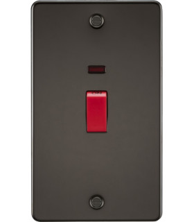 Flat Plate 45A 2G DP switch with neon - gunmetal