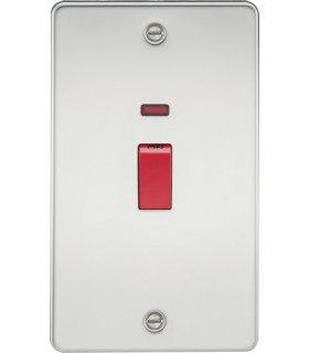 Flat Plate 45A 2G DP switch with neon - polished chrome