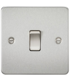 Flat Plate 20A 1G DP switch - brushed chrome