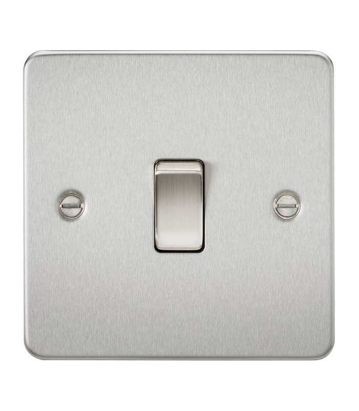 Flat Plate 20A 1G DP switch - brushed chrome