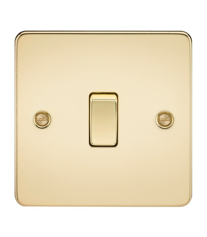 Flat Plate 20A 1G DP switch - polished brass