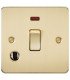 Flat Plate 20A 1G DP switch with neon & flex outlet - brushed brass