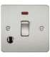 Flat Plate 20A 1G DP switch with neon & flex outlet - brushed chrome