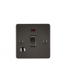 Flat Plate 20A 1G DP switch with neon & flex outlet - gunmetal