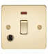 Flat Plate 20A 1G DP switch with neon & flex outlet - polished brass
