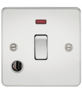 Flat Plate 20A 1G DP switch with neon & flex outlet - polished chrome