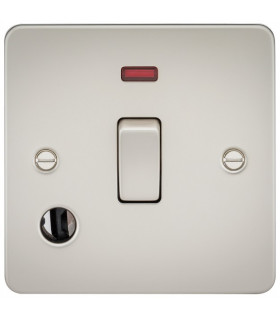 Flat Plate 20A 1G DP switch with neon & flex outlet - pearl