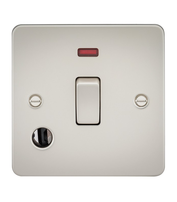 Flat Plate 20A 1G DP switch with neon & flex outlet - pearl