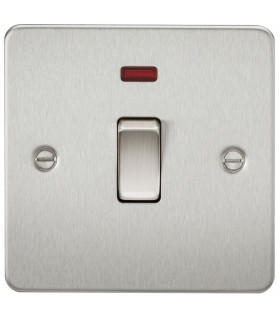 Flat Plate 20A 1G DP switch with neon - brushed chrome