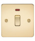 Flat Plate 20A 1G DP switch with neon - polished brass