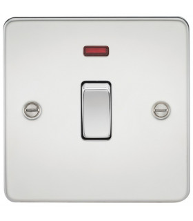 Flat Plate 20A 1G DP switch with neon - polished chrome