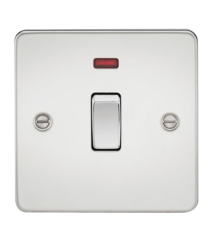 Flat Plate 20A 1G DP switch with neon - polished chrome