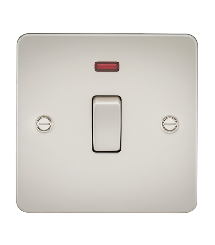 Flat Plate 20A 1G DP switch with neon - pearl