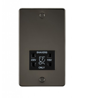 Flat Plate 115/230V dual voltage shaver socket - gunmetal with black insert