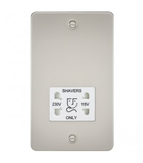 Flat Plate 115/230V dual voltage shaver socket - pearl with white insert
