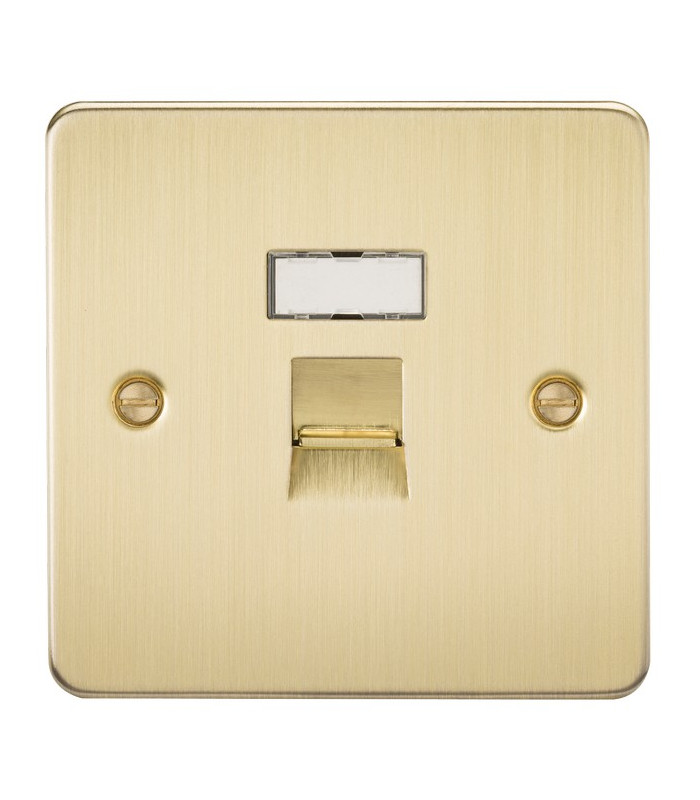 Flat Plate RJ45 network outlet - brushed brass