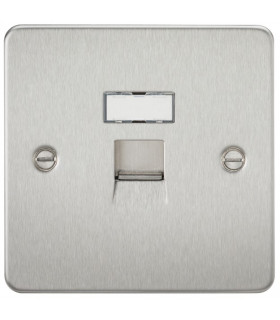 Flat Plate RJ45 network outlet - brushed chrome
