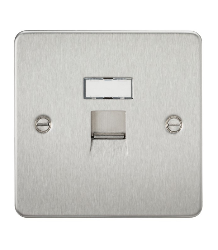 Flat Plate RJ45 network outlet - brushed chrome