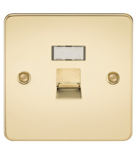 Flat Plate RJ45 network outlet - polished brass