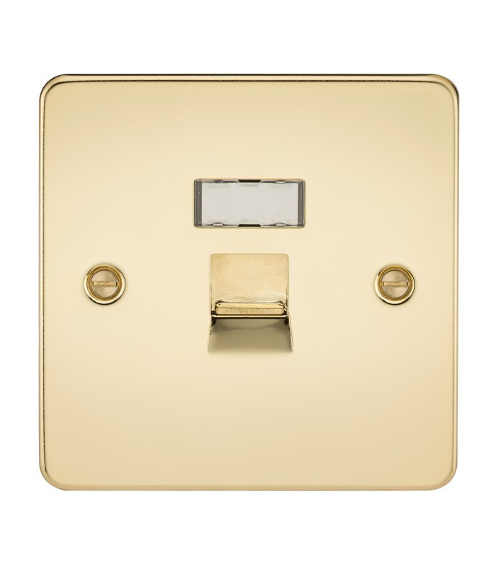 Flat Plate RJ45 network outlet - polished brass