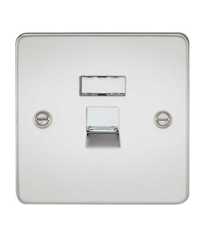 Flat Plate RJ45 network outlet - polished chrome