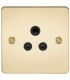 Flat Plate 5A unswitched socket - polished brass with black insert