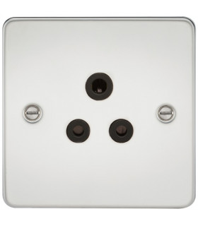 Flat Plate 5A unswitched socket - polished chrome with black insert