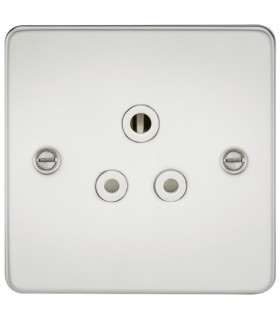Flat Plate 5A unswitched socket - polished chrome with white insert
