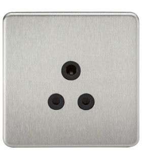 Screwless 5A Unswitched Socket - Brushed Chrome with Black Insert