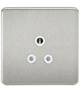 Screwless 5A Unswitched Socket - Brushed Chrome with White Insert