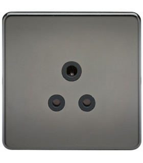 Screwless 5A Unswitched Socket - Black Nickel with Black Insert