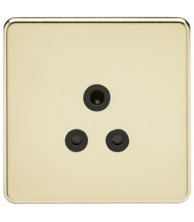 Screwless 5A Unswitched Socket - Polished Brass with Black Insert