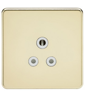 Screwless 5A Unswitched Socket - Polished Brass with White Insert