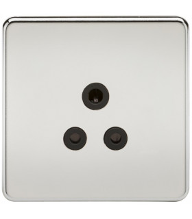 Screwless 5A Unswitched Socket - Polished Chrome with Black Insert