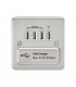 Flat Plate Quad USB charger outlet - Brushed chrome with white insert
