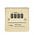 Flat Plate Quad USB charger outlet - Polished brass with black insert
