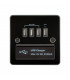 Flat Plate Quad USB charger outlet - Gunmetal with black insert