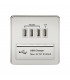 Screwless Quad USB Charger Outlet (5.1A) - Polished Chrome with White Insert