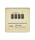 Screwless Quad USB Charger Outlet (5.1A) - Polished Brass with Black Insert