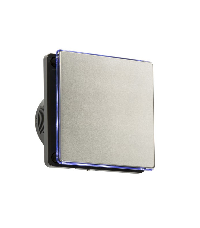 100MM/4" LED Backlit Extractor Fan with Overrun Timer - Black and Stainless Steel