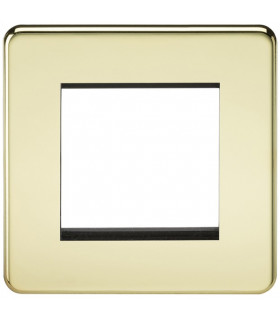 Screwless 2G Modular Faceplate - Polished Brass